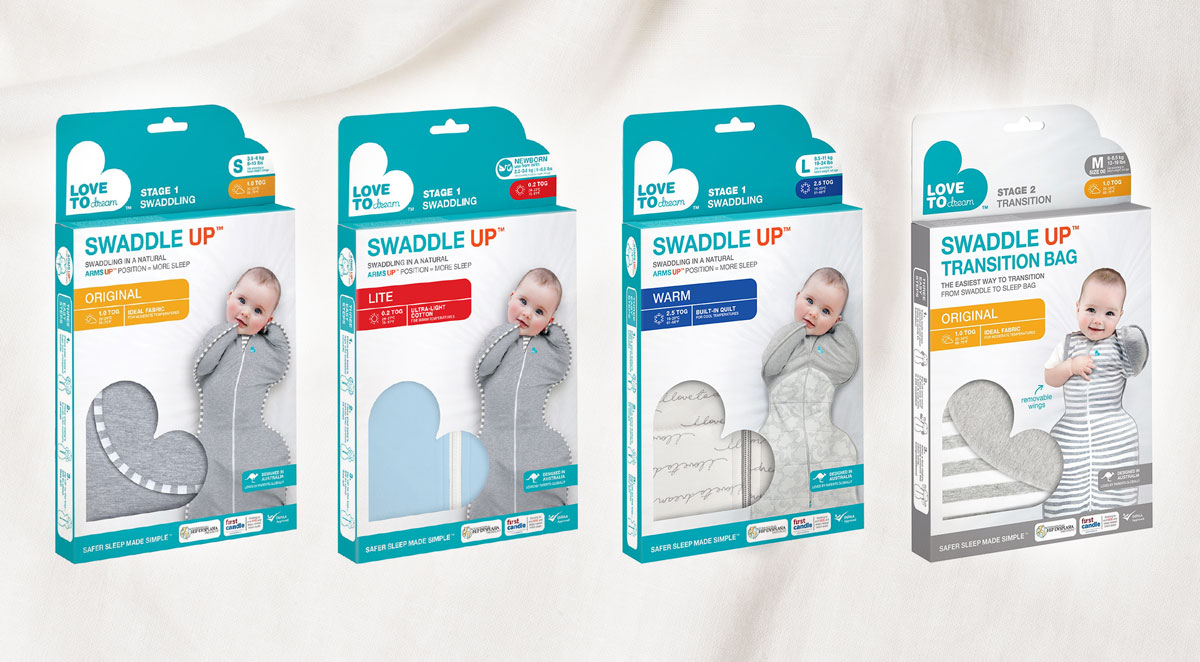 Swaddle baby product packaging design