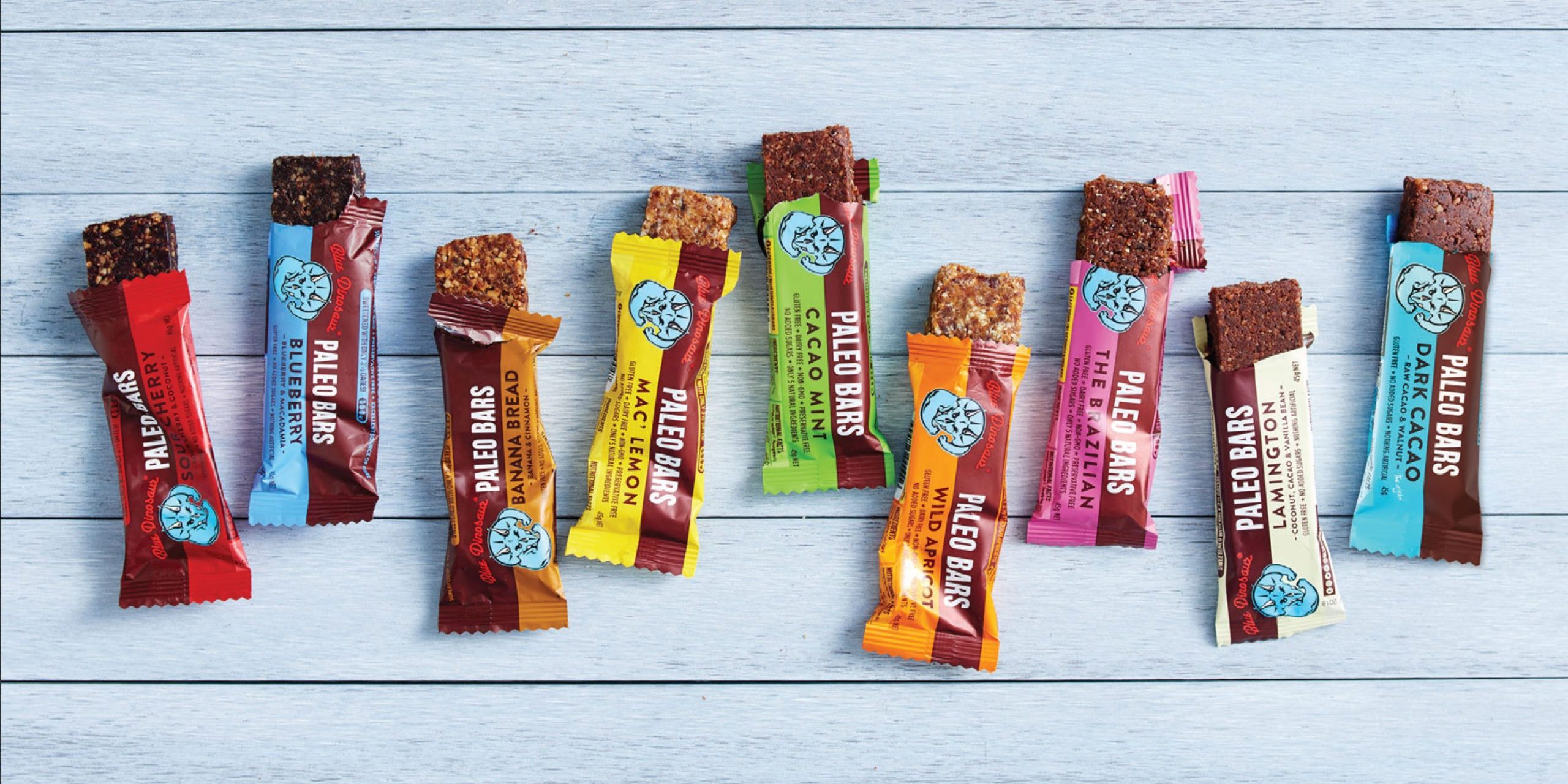 blue-dinosaur Paleo Bars Food Packaging Design Newcastle